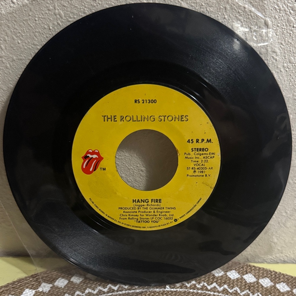 VTG 45 The Rolling Stones Vinyl Record ‘Hang Fire' & ‘Neighbours’